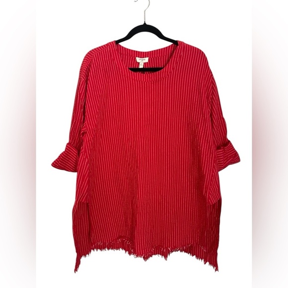 Umgee Tops - Umgee Red Striped Tunic Top size L